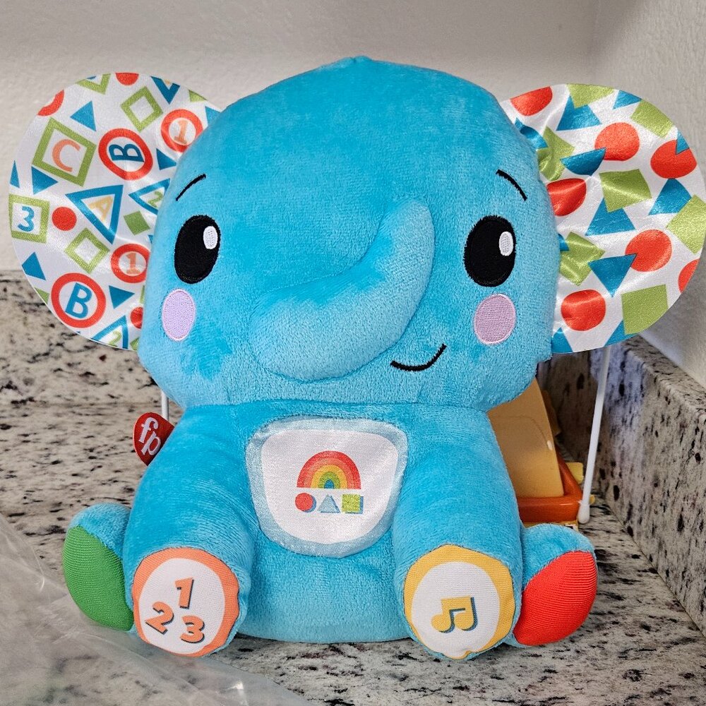 Fisher-Price Lights & Learning Elephant Plush Toy with Music and Lights
